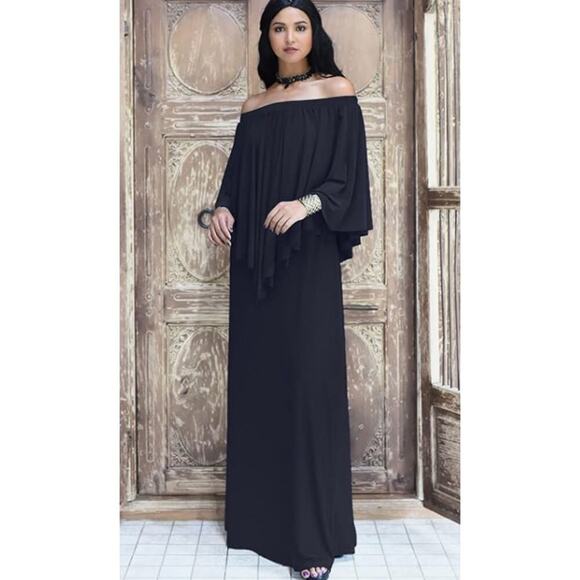 KOH KOH Dresses & Skirts - KOH KOH Long Strapless Off the Shoulder Cocktail Dress Blue NWT Size L